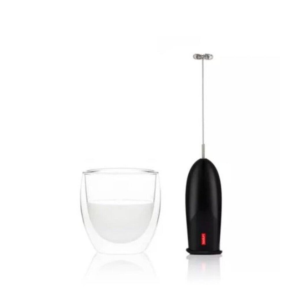 🗽❤️Bodum Black Milk Frother with Clear Double-Wall Glass